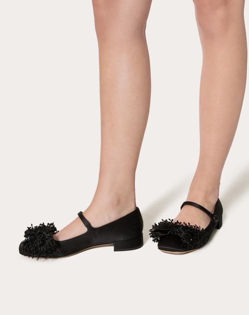Valentino Garavani Bowjane Mary-jane Satin Ballerina With Valentino Garavani Bowjane Mary-jane Satin Ballerina With