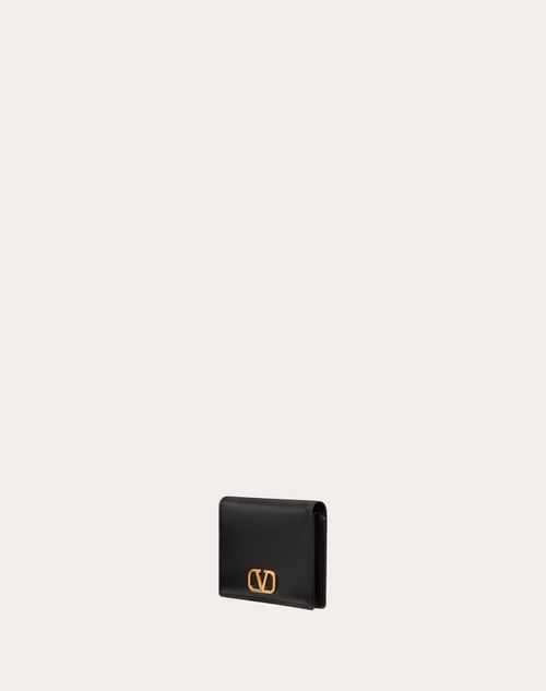 Valentino Garavani Vlogo Signature Grainy Calfskin Wallet