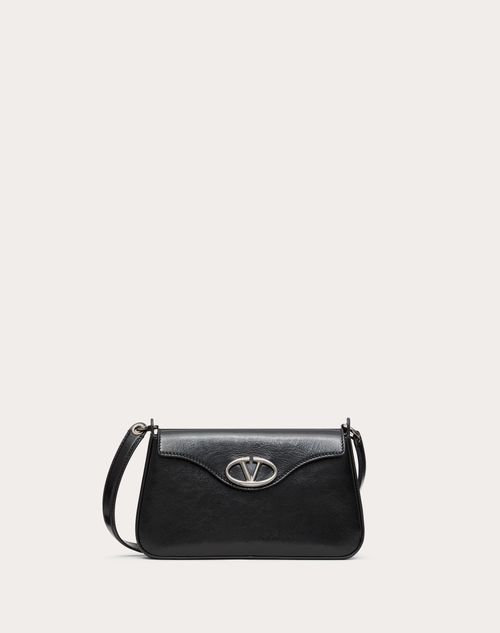 Valentino Garavani - Vlogo The Bold Edition Mini Shoulder Bag In Shiny Calfskin - Black - Woman - Clutches