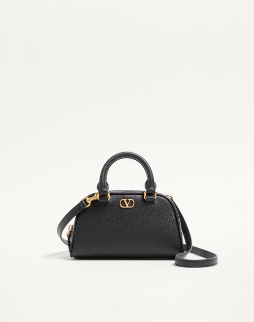 Valentino Garavani - Vlogo Signature Mini Bowling Bag In Grainy Calfskin - Black - Woman - Shoulder Bags
