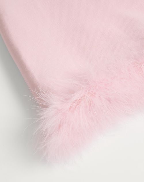 Valentino - Short Crepe Couture Skirt With Feathers - Rose - Woman - Skirts