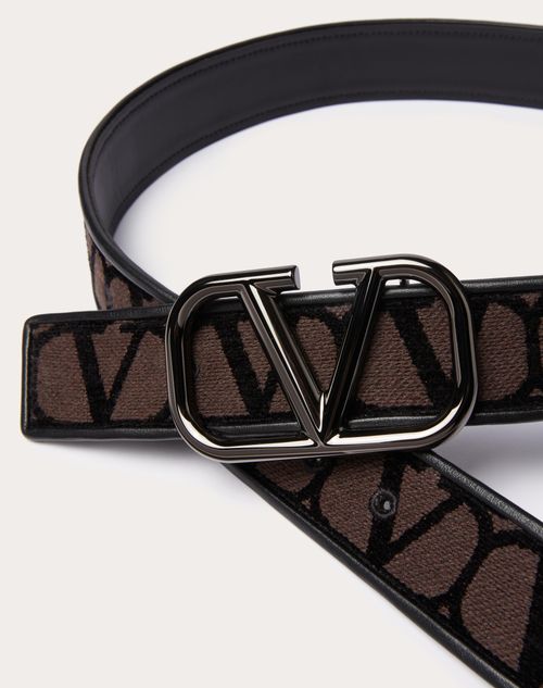 Valentino Garavani - Toile Iconographe Belt With Leather Detailing - Fondantblack - Man - Belts - M Accessories