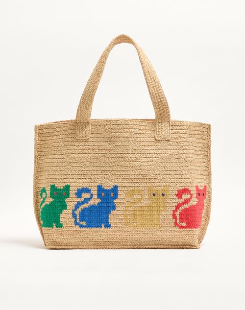 Valentino Garavani - Valentino Garavani Raffiachat Large Raffia Shopping Bag - Natural - Woman - Totes