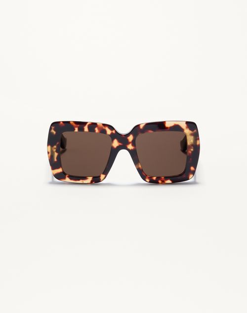Valentino - Rectangular Acetate Eyewear - Ivory/black/brown - Woman - Eyewear