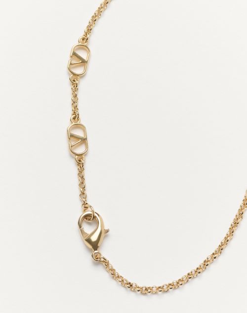 Valentino Garavani - Valentino Garavani Ovalette Metal Necklace With Enamel, Crystal And Swarovski® Pearl - Gold/black - Man - Jewellery