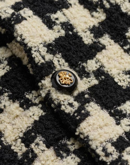 Valentino - Wool Shirt Jacket With Pied De Coque Pattern - Ivory/black - Man - Outerwear