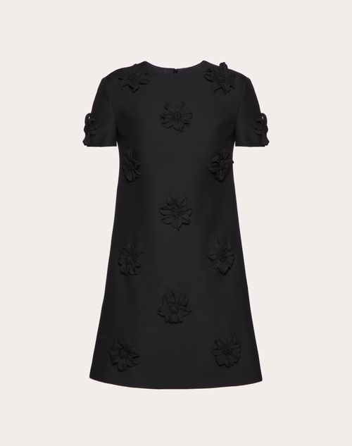 Valentino - Crepe Couture Short Dress With Floral Embroidery - Black - Woman - Dresses