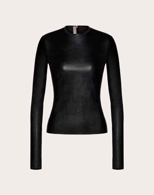 Valentino - Stretch Leather Top - Black - Woman - Shirts And Tops