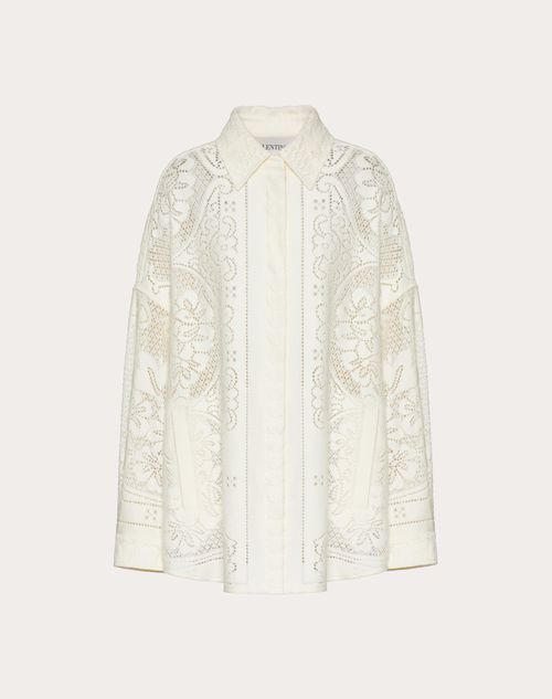 Valentino - Overshirt In Cotton Lace - Almond - Woman - Ready To Wear