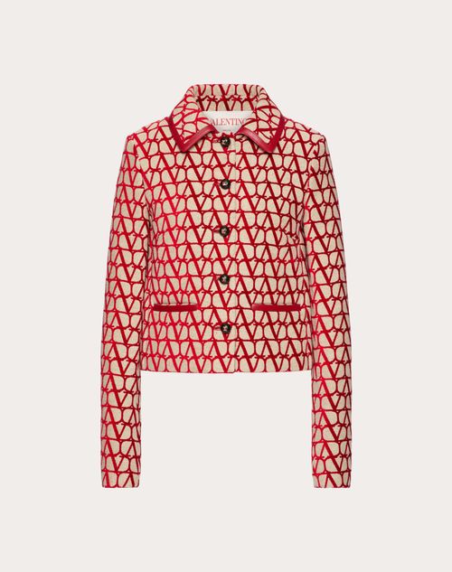 Valentino - Giacca In Toile Iconographe Light - Beige/rosso - Donna - Shelve - Pap Toile