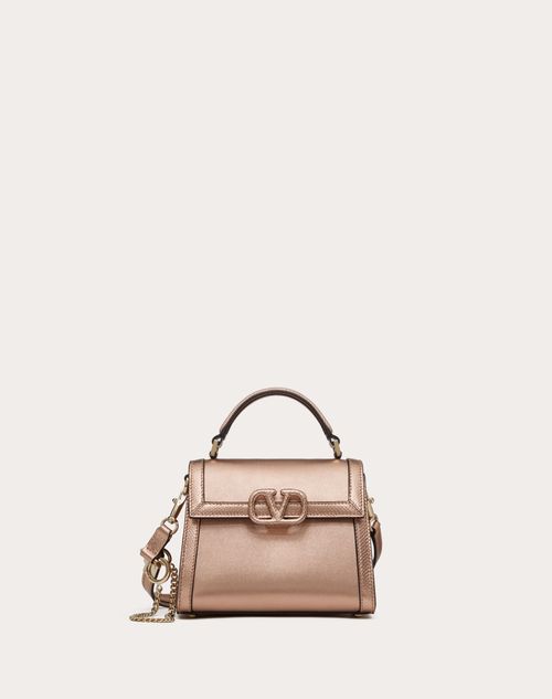 Valentino Garavani - Mini Vsling Handbag In Calfskin And Metallic Karung - Rose Cannelle - Woman - Top Handle Bags