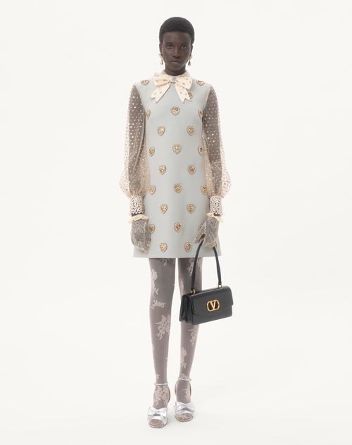 Valentino - Embroidered Crepe Couture Short Dress - Dirty Sage/silver - Woman - Dresses