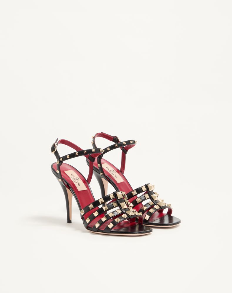 Valentino Garavani Rockstud Kidskin Sandal 100Mm Woman Black 42