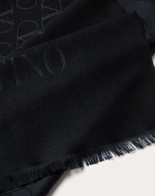 Valentino Garavani - Étole Vlogo Signature En Soie Et Laine 70 x 200 - Noir - Femme - Accessoires Textiles