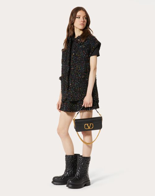 Valentino Garavani - Locò Calfskin Shoulder Bag - Black - Woman - Valentino Garavani Loco