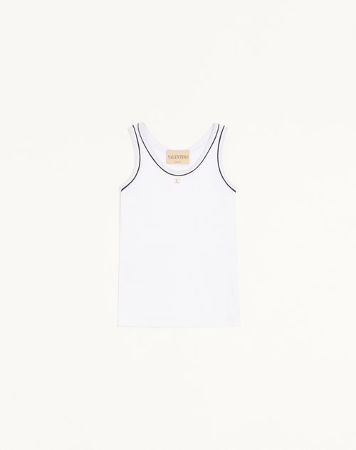 Valentino - Cotton Jersey Top - White/ Black - Woman - T-shirts And Sweatshirts