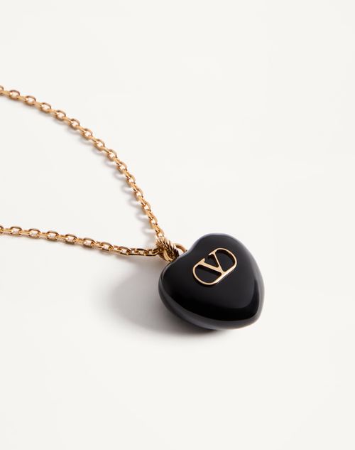 Valentino Garavani - Coeur Royal Necklace In Metal And Enamel - Gold/black - Woman - Jewelry
