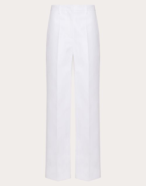 Valentino - Compact Popeline Trousers - White - Woman - Trousers And Shorts