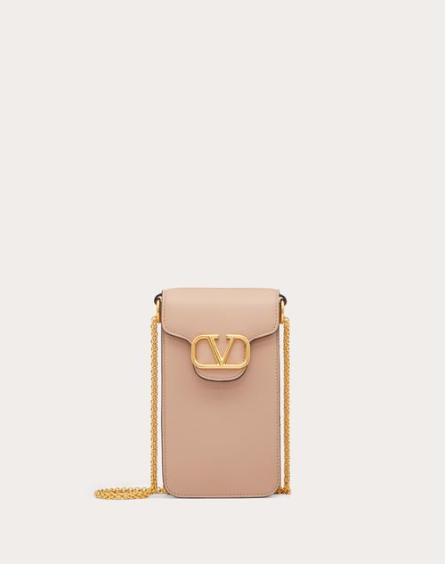 Valentino Garavani - Locò Calfskin Phone Case With Chain - Rose Cannelle - Woman - Gifts For Her