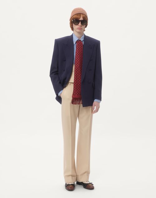 Valentino - Wool Gabardine Trousers With Turn-ups - Butter - Man - Trousers And Shorts