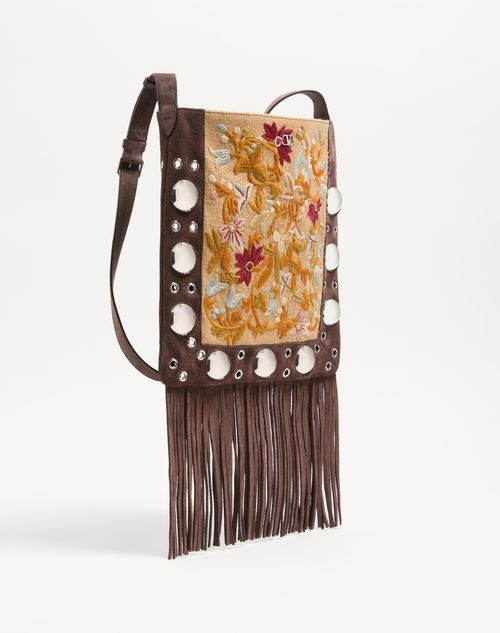 Valentino Garavani - Valentino Garavani Nellcôte Embroidered Shoulder Bag With Fringes - Multicolour/testa Di Moro - Woman - Shoulder Bags