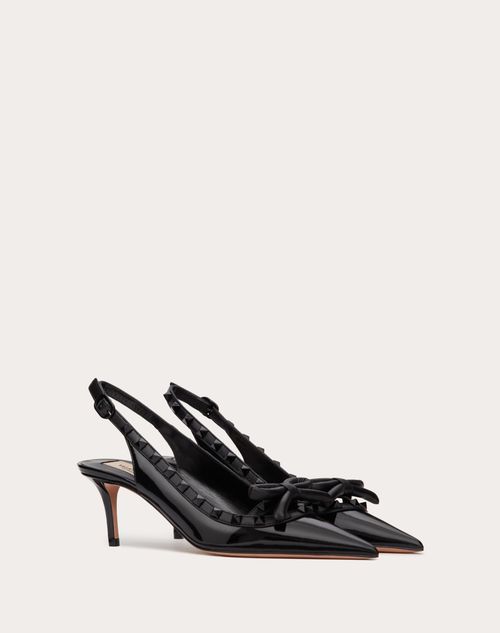 Valentino Garavani - Rockstud Bow Slingback Pump In Patent Leather With Matching Studs 60mm - Black - Woman - Shoes