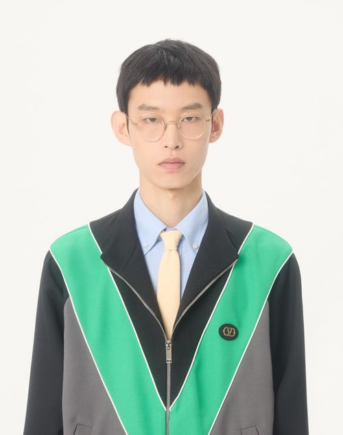 Valentino - Nylon Sweatshirt With Zip And Vlogo Patch - Grey/black - Man - Activewear