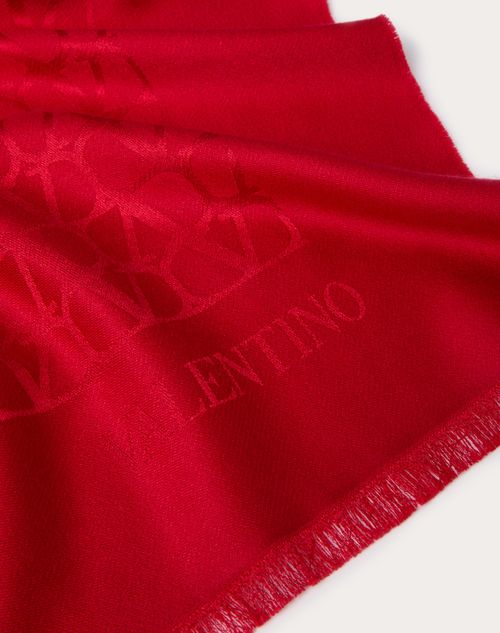 Valentino Garavani - Toile Iconographe Stole In Silk And Wool - Rosso Valentino - Woman - Soft Accessories
