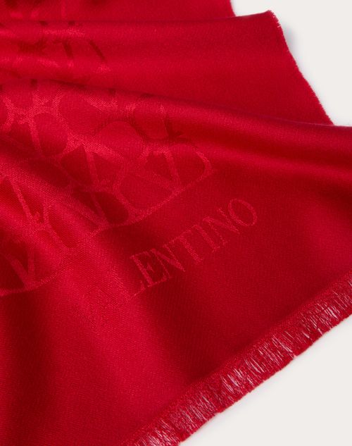 Valentino Garavani - Étole Toile Iconographe En Soie Et Laine - Rosso Valentino - Femme - Accessoires Textiles