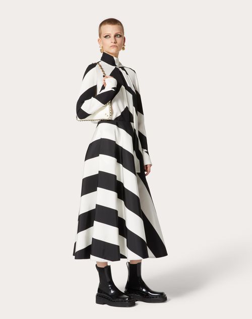 Valentino - Strhype Midirock Aus Crepe Couture - Elfenbein/schwarz - Frau - Kleidung