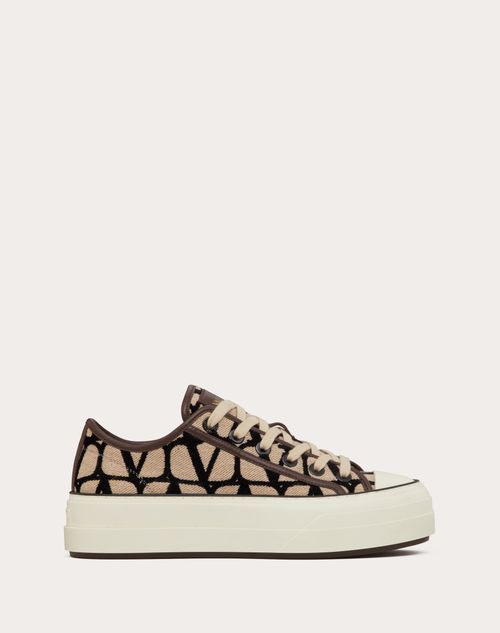 Valentino Garavani - Sneaker Totaloop Xl In Toile Iconographe - Beige/nero - Donna - Sneakers