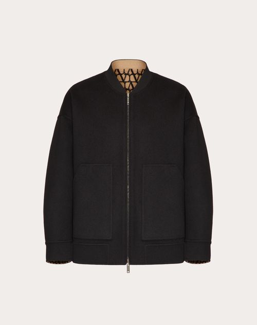 Valentino - 투알 아이코노그래피 패턴 리버서블 더블 페이스 울 재킷 - 베이지/블랙 - 남성 - 재킷 & 다운 재킷