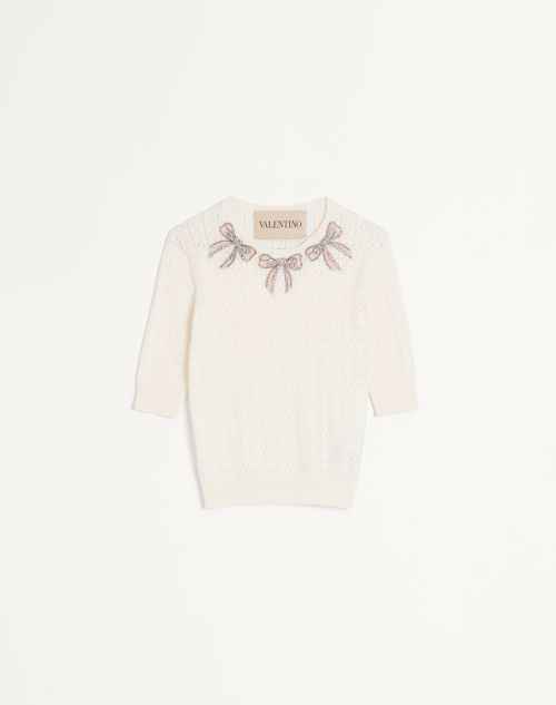 Valentino - Embroidered Cotton Top - Ivory - Woman - Knitwear