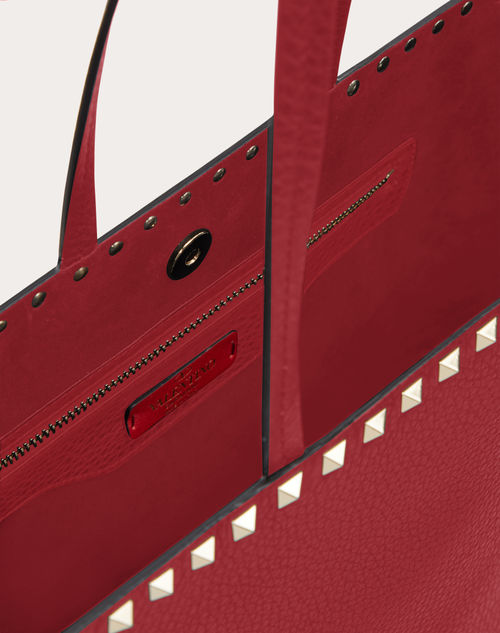 Valentino Garavani Small Rockstud Leather Shoulder Bag In Red
