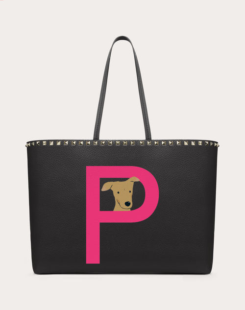 Valentino Garavani - Valentino Garavani Rockstud Pet Customizable Tote Bag - Black/sheer Fuchsia - Woman - Rockstud Pet - Bags