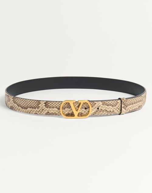 Valentino Garavani - Vlogo Signature Python Belt 30 Mm - Ivory - Woman - Belts - Accessories