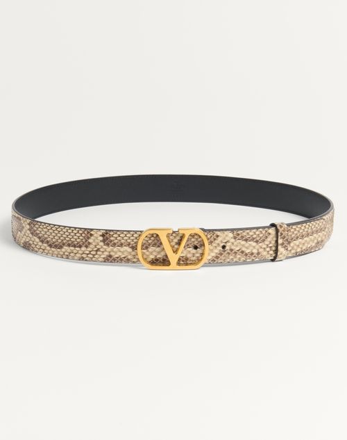 Valentino Garavani - Vlogo Signature Python Belt 30 Mm - Cream - Woman - Belts