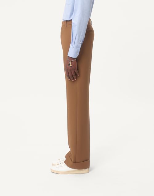Nylon Cuffed Gabardine Pants for Man in Nut | Valentino US