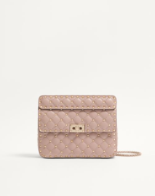 Valentino Garavani - Medium Nappa Rockstud Spike Bag - Poudre - Woman - Valentino Garavani Rockstud Spike - Bags