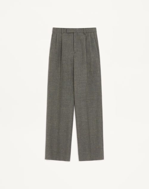 Valentino - Valentino Mouliné Wool Trousers - Dark Green - Man - Pants And Shorts