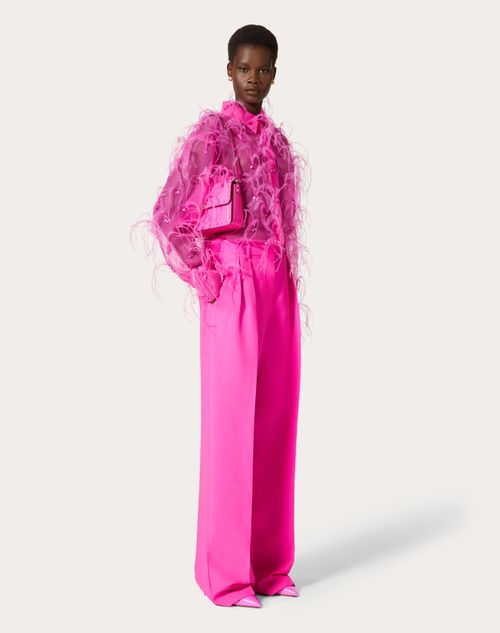 Valentino - Embroidered Organza Shirt - Pink Pp - Woman - Shirts & Tops