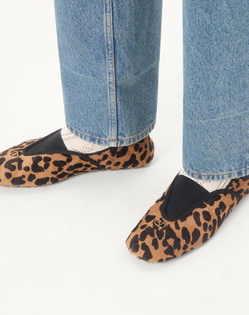 Valentino Garavani - Rhytmika Ballerina In Haircalf With Fauve Eclat Print - Animal Print - Man - Sneakers