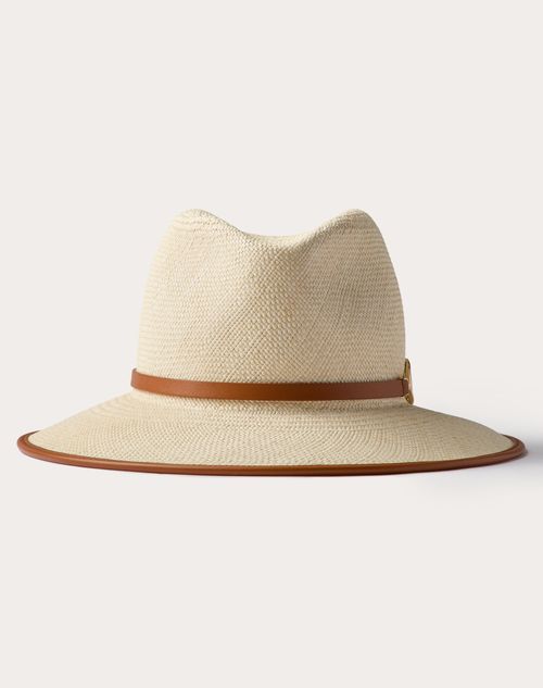 Valentino Garavani - Vlogo The Bold Edition Fedora Straw Hat - Natural/ginger/brown/gold - Woman - Hats And Gloves