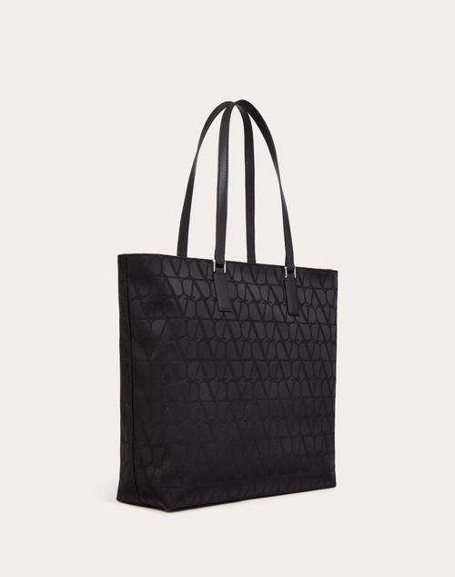 Valentino Garavani - Borsa Shopping Toile Iconographe In Tessuto Tecnico Con Dettagli In Pelle - Nero - Uomo - Borse