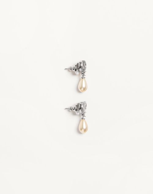 Valentino Garavani - Ovalette Earrings In Metal, Pearls And Swarovski® Crystals - Rhodium - Woman - Accessories