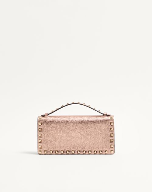 Valentino Garavani - Rockstud Laminated Grainy Calfskin Wallet With Chain - Rose Cannelle - Woman - Wallets And Small Leather Goods
