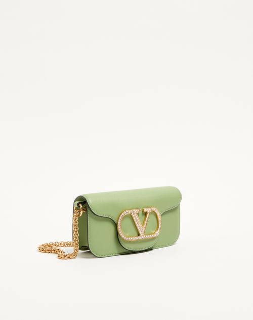 Valentino Garavani - Valentino Garavani Locò Small Shoulder Bag With Jewel Logo - Mint/crystal - Woman - Shoulder Bags