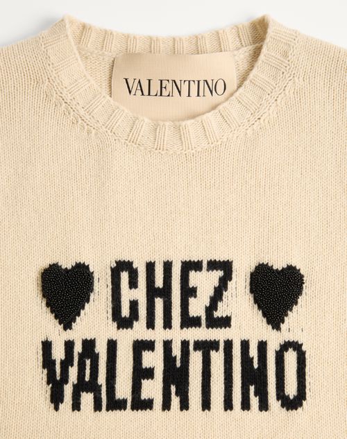 Valentino - Chez Valentino Sweater - Birch/black - Woman - Knitwear