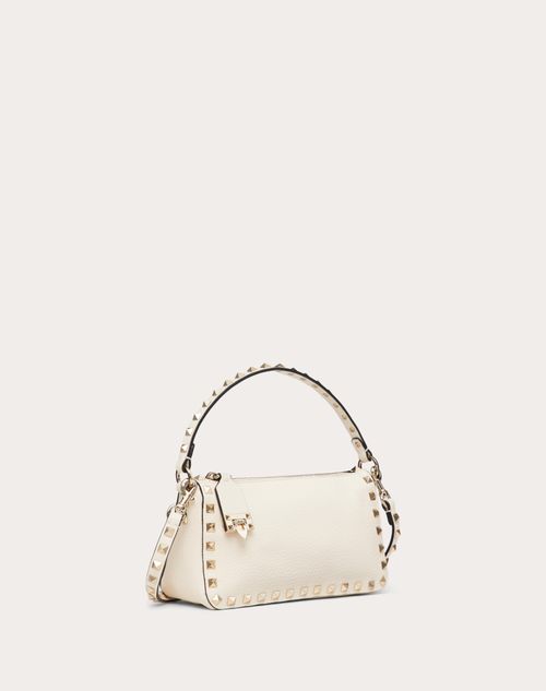 Valentino Garavani - Bandolera Rockstud Pequeña De Cuero De Becerro Graneado - Marfil Pálido - Mujer - Rockstud - Bags