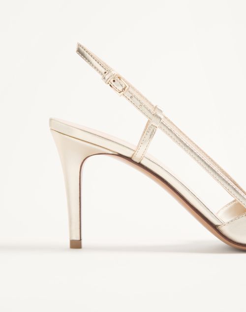 Valentino Garavani - Slingback-pumps Vlogo Glow Aus Laminiertem Nappaleder Mit 80 Mm-absatz - Platin - Frau - Pumps Und Slingbacks